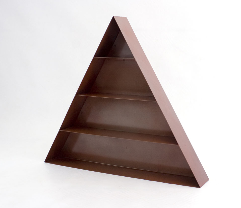 Triangle wall sales shelving unit